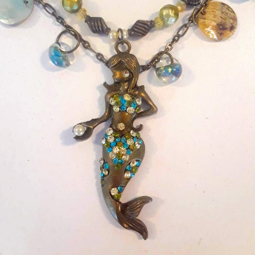 Antique Bronze Mermaid Necklace